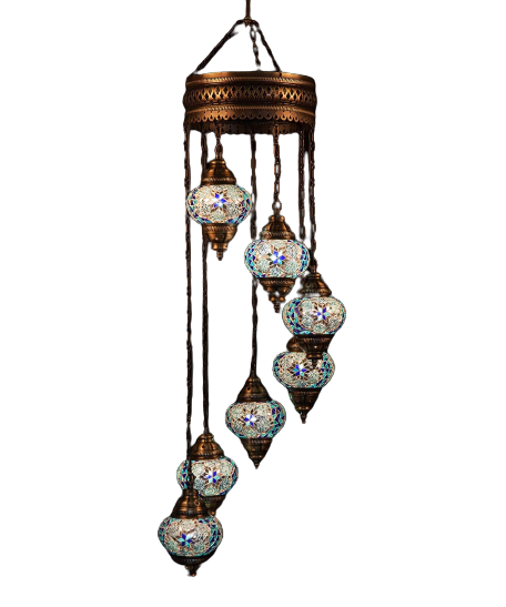 Turkish Mosaic Spiral Chandelier Lamps