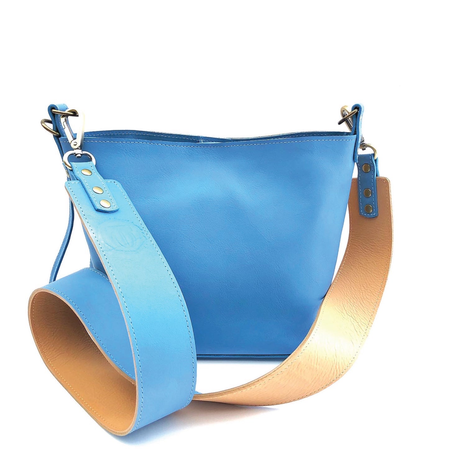 Leather Aubrey Summer Bag - Sky Blue & Hazelnut