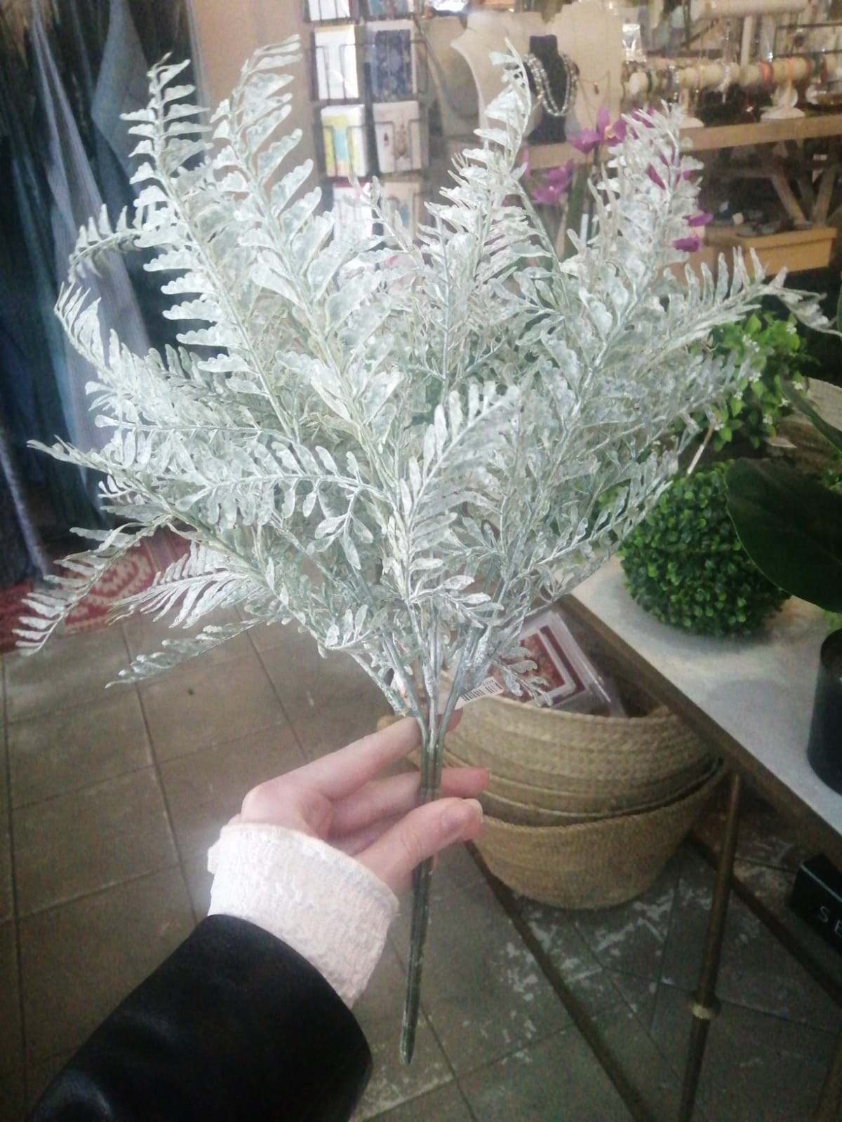 Artificial White Fern Frond