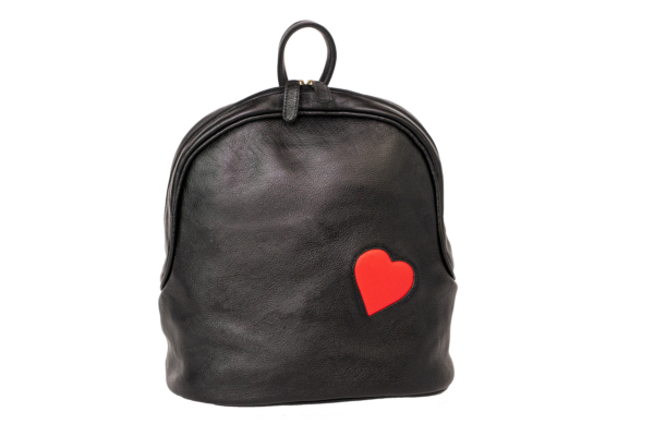 Leather Heart Backpack - Black - Backpack - Olivia Lincoln