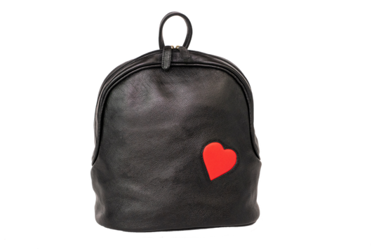 Leather Heart Backpack - Black - Backpack - Olivia Lincoln